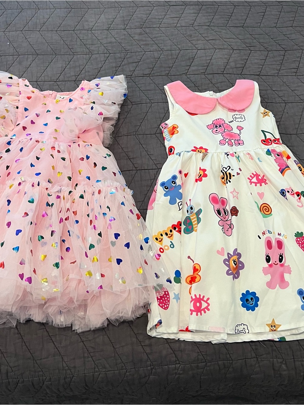 lola Pink Tulle Dress with Multicolor Heart Foil